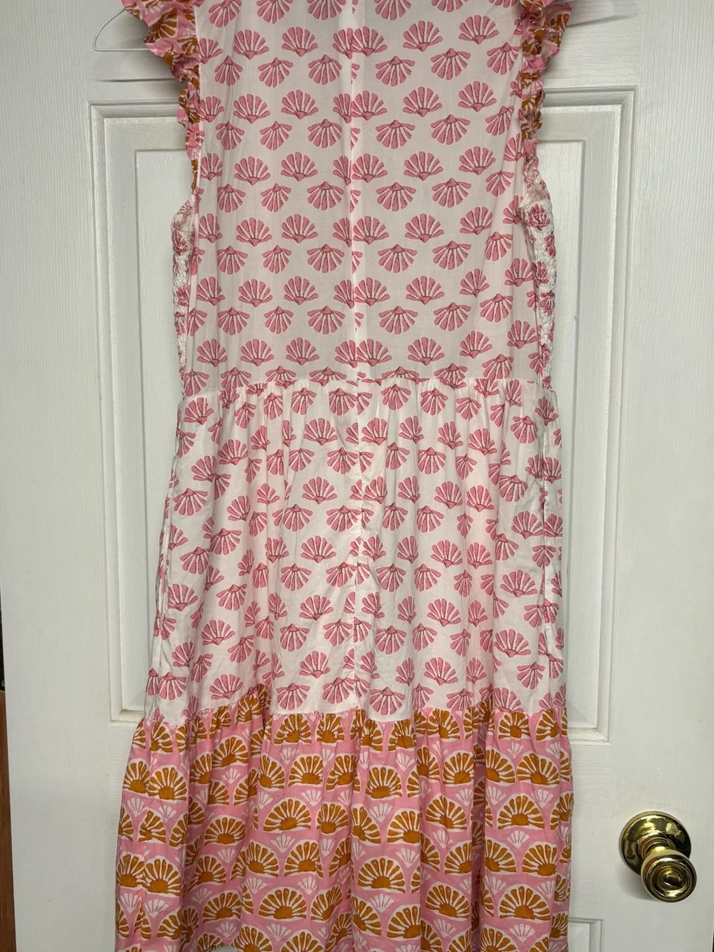 J. Crew Pink and Brown Floral Ruffle Sleeve Dress